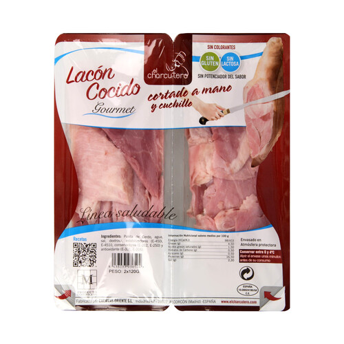 Lacón cocido cortado a cuchillo EL CHARCUTERO Gourmet 2 x 120 g.