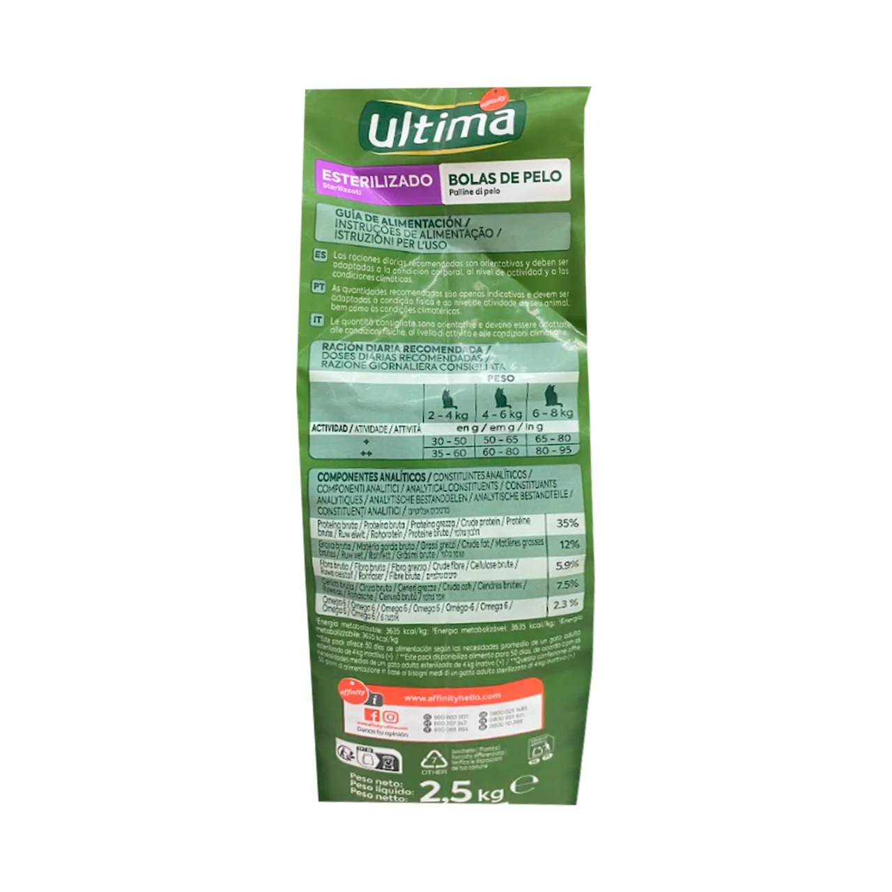 Alimento de gato esterilizado bolas de pelo con sabor a pavo 2,5kg
