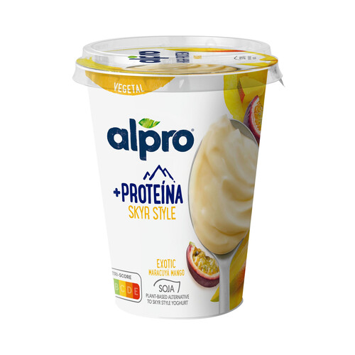 ALPRO Especialidad de soja estilo islandés, con alto contenido en proteínas y sabor mango y maracuya 400 g.