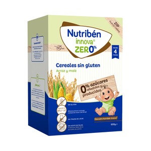 NUTRIBÉN Innova zero% Papilla en polvo con arroz y maíz, sin gluten a partir de 4 meses 500 g.