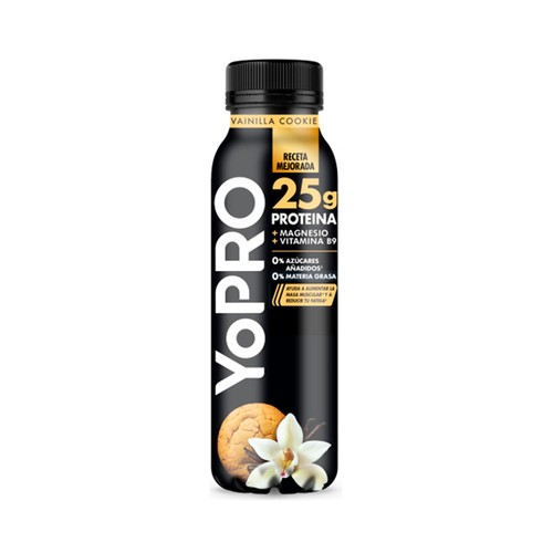 YOPRO Leche fermentada con proteínas y sabor a vainilla, sin azúcares añadidos, ni grasa de Danone 291 ml.