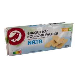 PRODUCTO ALCAMPO Galletas barquillos rellenos con sabor nata 200 g.