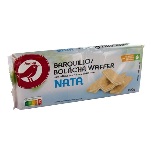 PRODUCTO ALCAMPO Galletas barquillos rellenos con sabor nata 200 g.