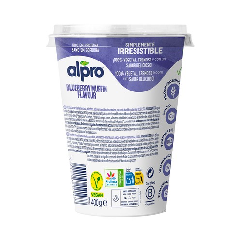 ALPRO Dessert style Especialidad de soja con arándanos y sabor a magdalena 400 g.