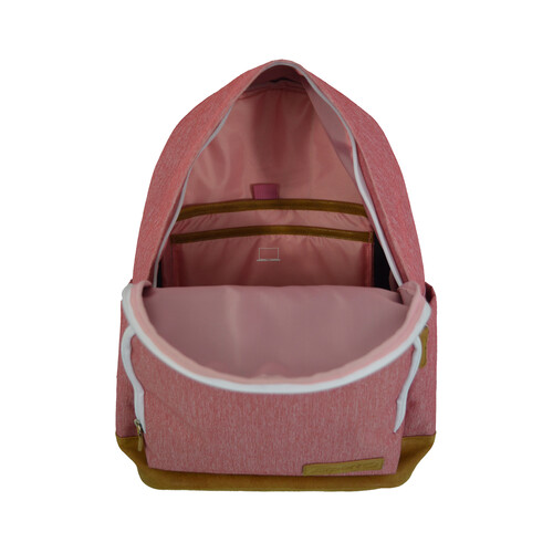 Mochila de viaje con varios compartimentos en color rosa con capacidad para 18L, AIRPORT ALCAMPO.