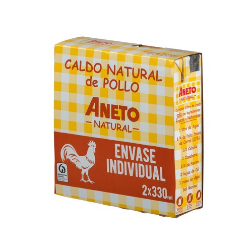 ANETO Caldo de pollo natural ANETO 2 x 330 ml.