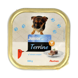 PRODUCTO ALCAMPO Comida para perros cachorros a base de paté de aves y arroz PRODUCTO ALCAMPO tarrina 300 g.