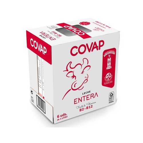 COVAP Leche entera de vaca de origen español 6 x 1l.