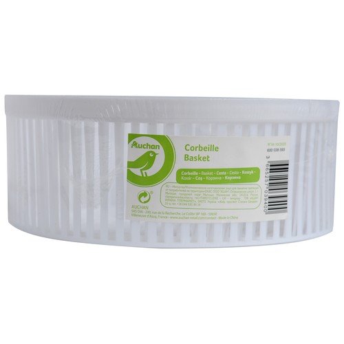 Cesto de plástico color blanco con asa para pinzas de tender, ESSENTIAL.