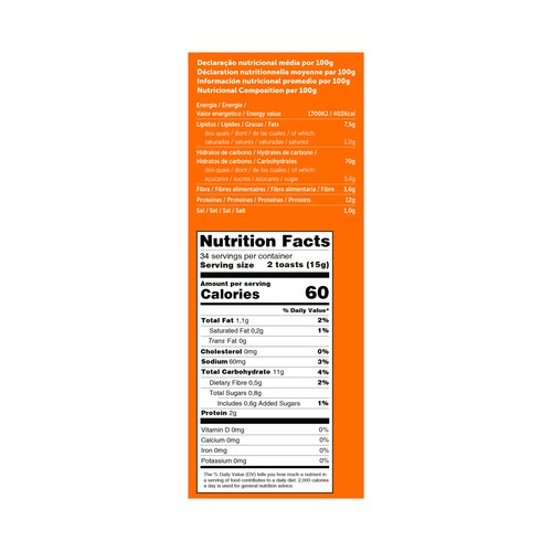 TOSTAGRILL Biscottes normales 68 uds. 510 g.