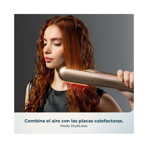 Plancha de pelo con flujo de aire CECOTEC 6 en 1 Itwerk Champagne, placas vibratorias, 6 accesorios, máximo 230ºC