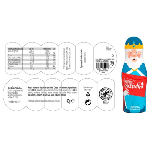 NESTLÉ Figurita de chocolate de los Reyes Magos Extrafino 40 g.