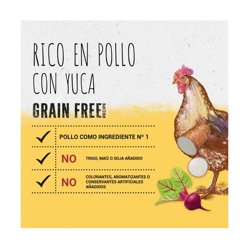 Comida para gatos seca, pollo GRAIN FREE 1, 2 kg.