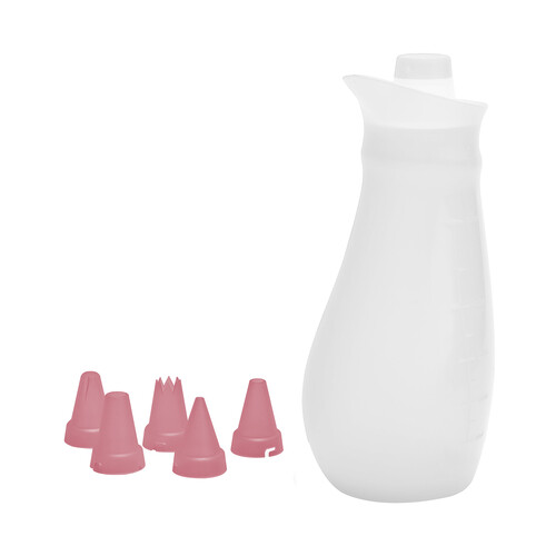 Botella de silicona 0,5 litros mas 5 boquillas de plástico para decorar, ACTUEL.