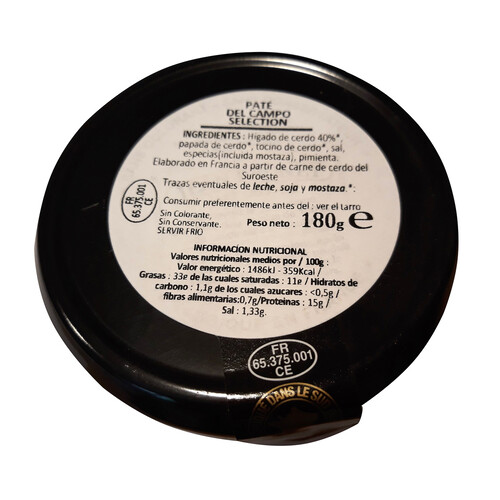 JEAN BRUNET Paté del campo la Séction JEAN BRUNET 180 g.