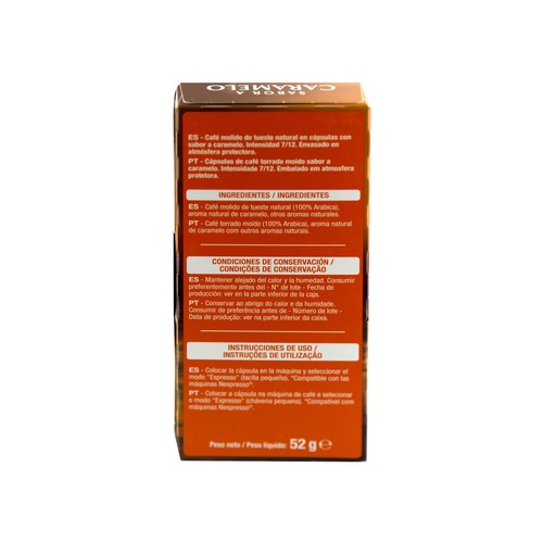 PRODUCTO ALCAMPO Café en cápsulas sabor caramelo I7, 10 uds.