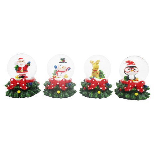 Bola de agua Árbol con pingüino, Santa, Muñeco o Ciervo 4,5cm modelos surtidos, ACTUEL