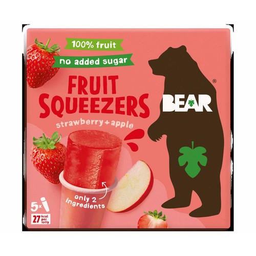 BEAR Polos de fresa y manzana, sin azúcares añadidos 5 x 60 ml.