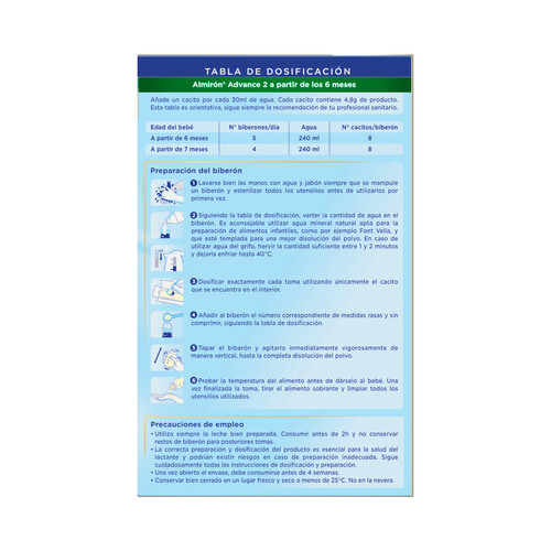 ALMIRÓN Leche (2) de continuación a partir de 6 meses ALMIRÓN Advance 2 1200 g.