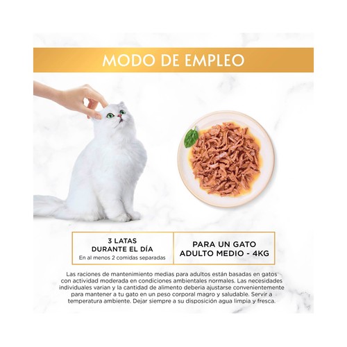 PURINA Gourmet gold delicias suculentas Alimento húmedo para gatos con pollo (3), buey (3), salmón (3) y pescado del océano (3) 12 x 85 g-
