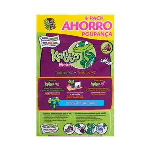 KANDOO Toallitas humedas desechables por el WC, con aroma a melón KANDDO 4 x 60 uds.