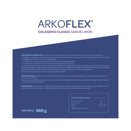 ARKOPHARMA Arkoflex Complemento alimenticio a base de colágeno sabor a limón 360 g.