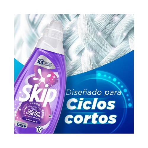 SKIP Detergente líquido para ropa blanca, eficacia express, especial ciclos cortos 37 lavados.