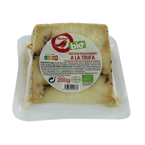 ALCAMPO ECOLÓGICO Queso de oveja curado con trufa ALCAMPO ECOLÓGICO 200 g.