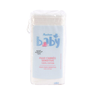 Imagen de PRODUCTO ALCAMPO Baby Almohadillas cuadradas de algodón 100%, gruesas y sin pelusas 80 uds.