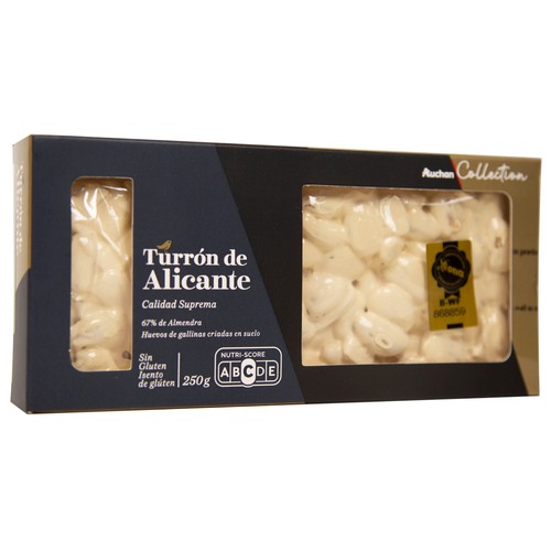 AUCHAN COLLECTION Turrón duro Indicación Geográfica Protegida Alicante 250 g.