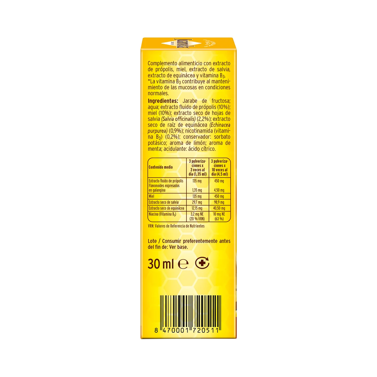JUANOLA Pulverizador bucal para la garganta, faringe y cuerdas vocales con sabor miel-limón JUANOLA 30 ml.
