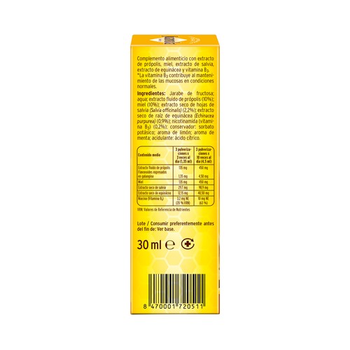 JUANOLA Pulverizador bucal para la garganta, faringe y cuerdas vocales con sabor miel-limón JUANOLA 30 ml.