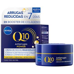 NIVEA Q10 power Crema de noche antiarrugas y firmeza para todo tipo de pieles 50 ml.