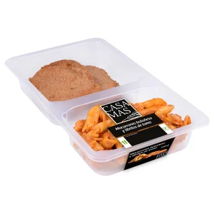 CASA MAS Macarrones a la boloñesa (190 g) y libritos de lomo de cerdo CASA MAS 345 g.