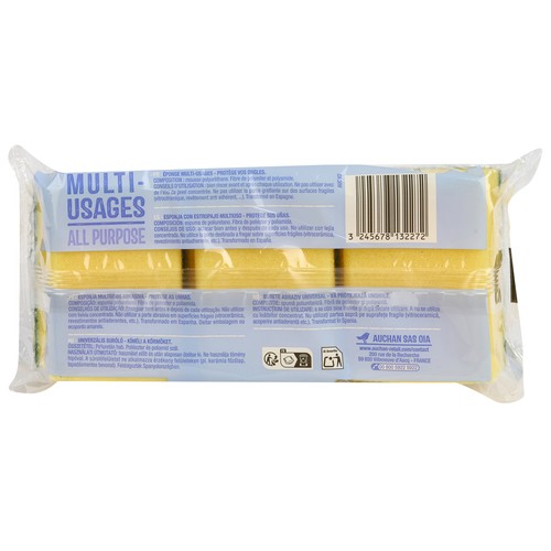 PRODUCTO ALCAMPO Estropajo multiusos salvauñas de fibra verde 3 uds.