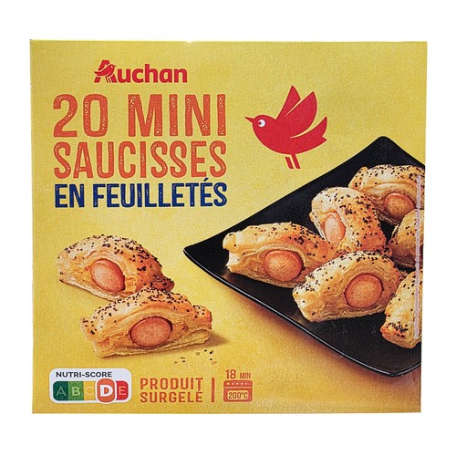 AUCHAN Mini hojaldres de salchichas 20 uds. 350 g Producto Alcampo.