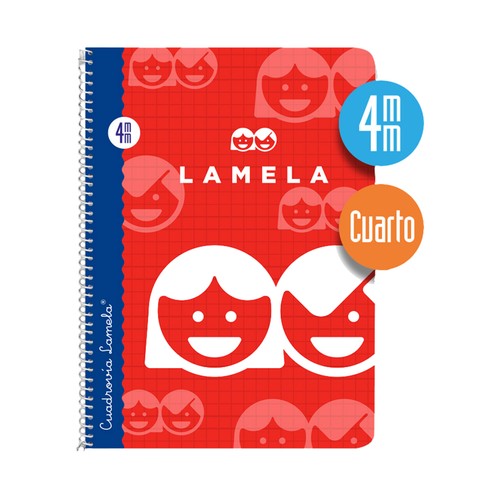 Libreta espiral tamaño cuarto,40 hojas, cuadrovía de 4mm, EDITORIAL LAMELA