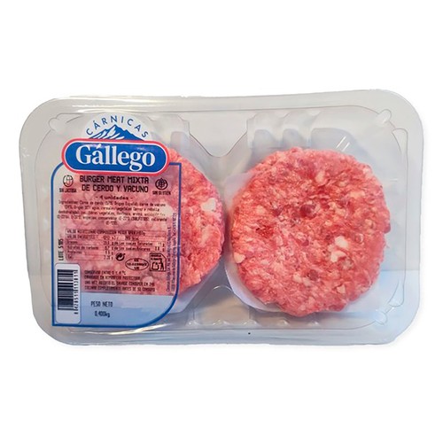 CÁRNICAS GALLEGO Burger meat mixta (vacuno - cerdo) 4 x 100 g.
