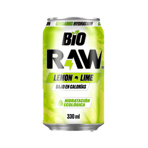 RAW Bebida isotónica ecológica de limón y lima BIO RAW 330 ml.