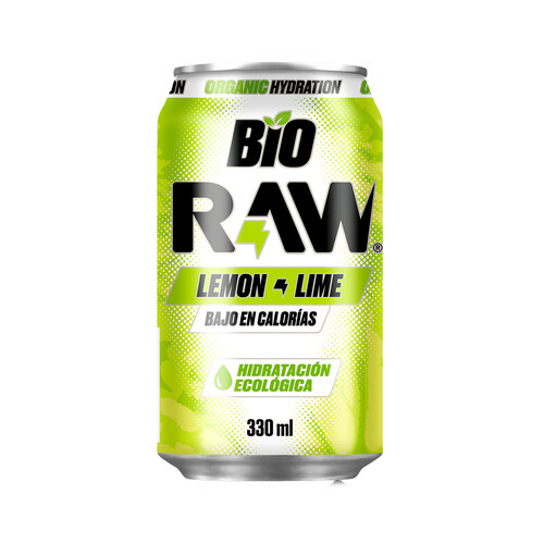 Bebida isotónica ecológica de limón y lima BIO RAW 330 ml.