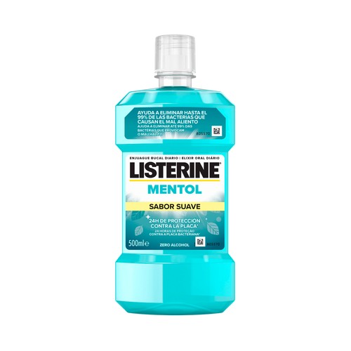 LISTERINE Enjuague bucal de uso diario sin alcohol con sabor suave a mentol 500 ml.
