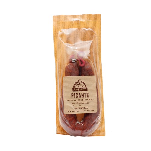 ALEJANDRO Sarta de chorizo picante elaborado sin gluten y con ingredientes 100% naturales ALEJANDRO 200 g.