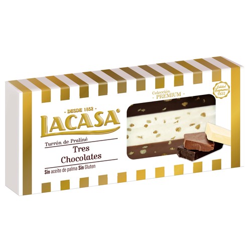 LACASA Turrón de tres chocolates 250 g.