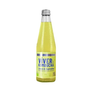 VIVER Kombucha ecológica de limón y espirulina 330 ml.
