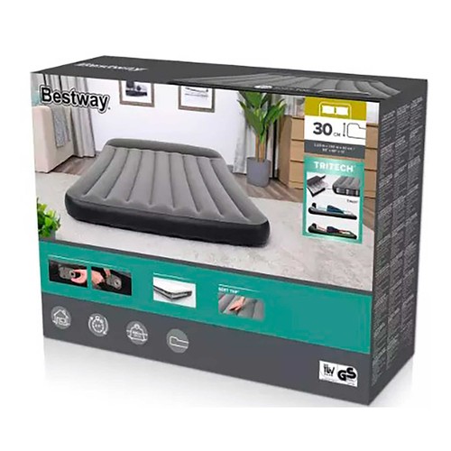 Colchón hinchable doble, con inflador eléctrico, 2,03x1,52x30cm BESTWAY.
