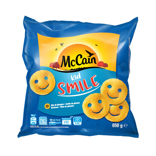 McCAIN Patatas prefritas ultracongeladas, con forma de caritas sonrientes McCAIN Kids smile 650 g.