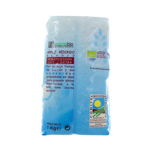 MARGABIO Arroz redondo blanco ecológico 1 kg.