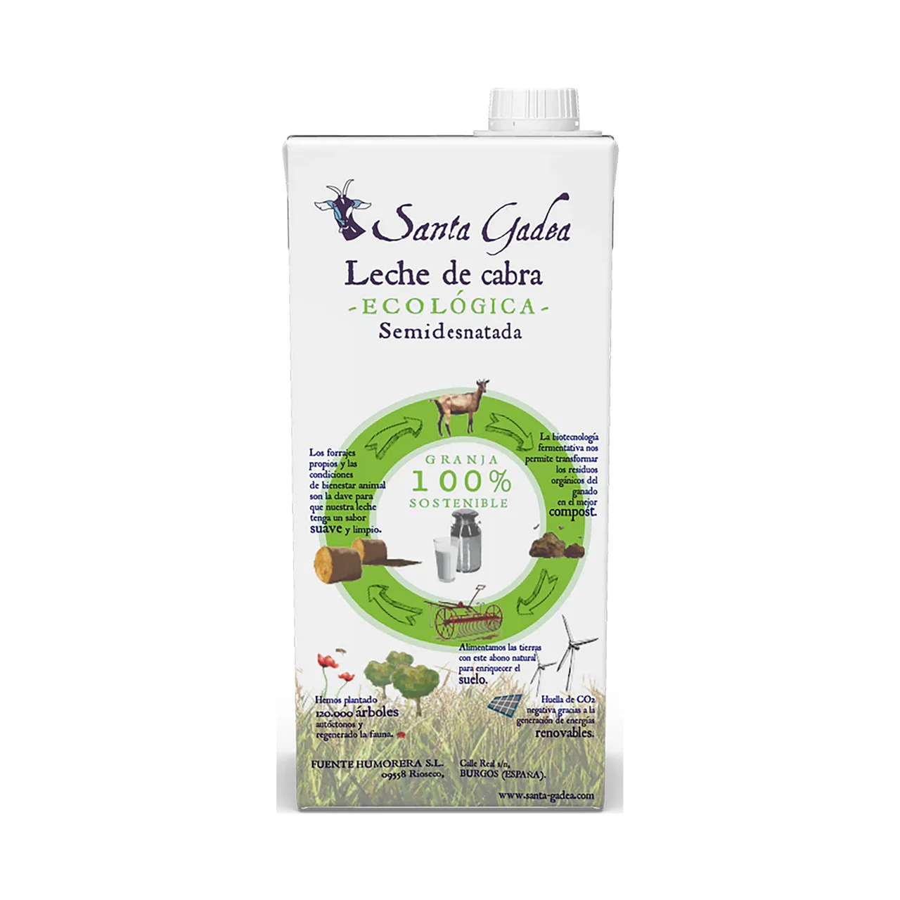 SANTA GADEA Leche de cabra ecológica Pack de 6 botellas de 1 L.