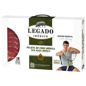 LEGADO IBÉRICO Maletín con 15 sobres de 55 g. de paleta de cebo ibérica (50% raza ibérica), cortada en lonchas LEGAOO IBÉRICO de El Pozo 825g.