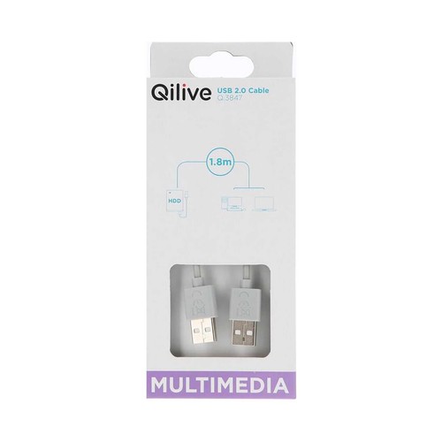 Cable Usb QILIVE, longitud 1,8m.